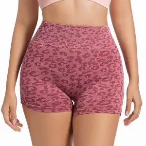Burgundy Red Leopard Biker Shorts